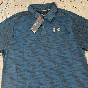 UNDER ARMOUR GOLF HEATHER DARK GREEN & BLACK POLO SHIRT SIZE L MEN NWT $85.00